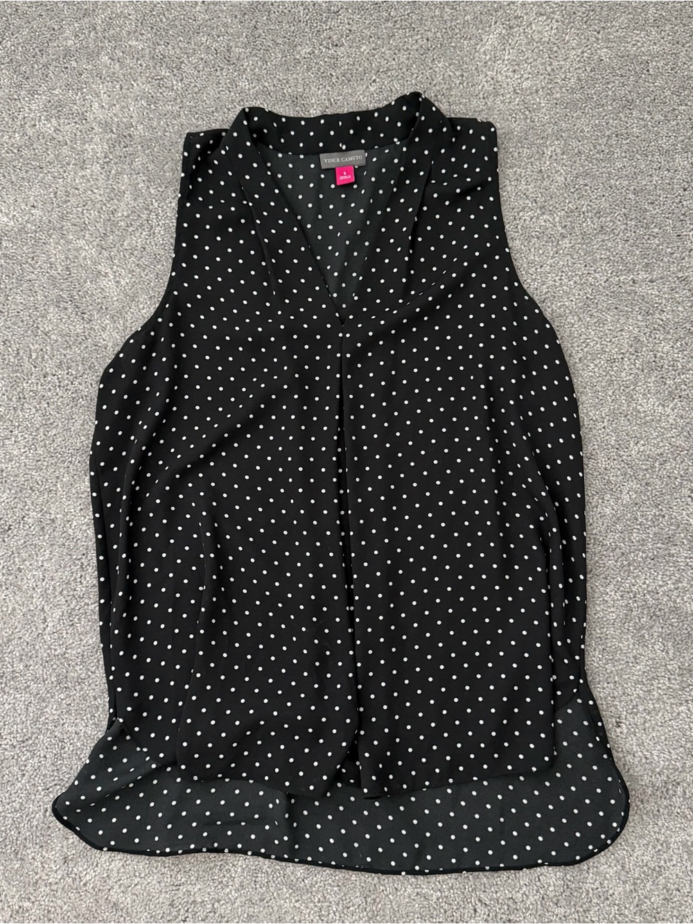 Vince Camuto Black with White Polka Dot Sleeveless Blouse